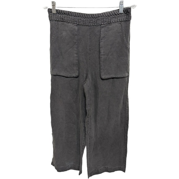 Joie Pants - Joie Linen Blend Gray Pull On Elastic Band Boho Bohemian Wide Leg Pants Size M